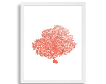 Coral Print Beach Cottage Art Print Minimalist Artwork Home Decor Living Room Art Apartment Poster Nautical House Staging Interior Design