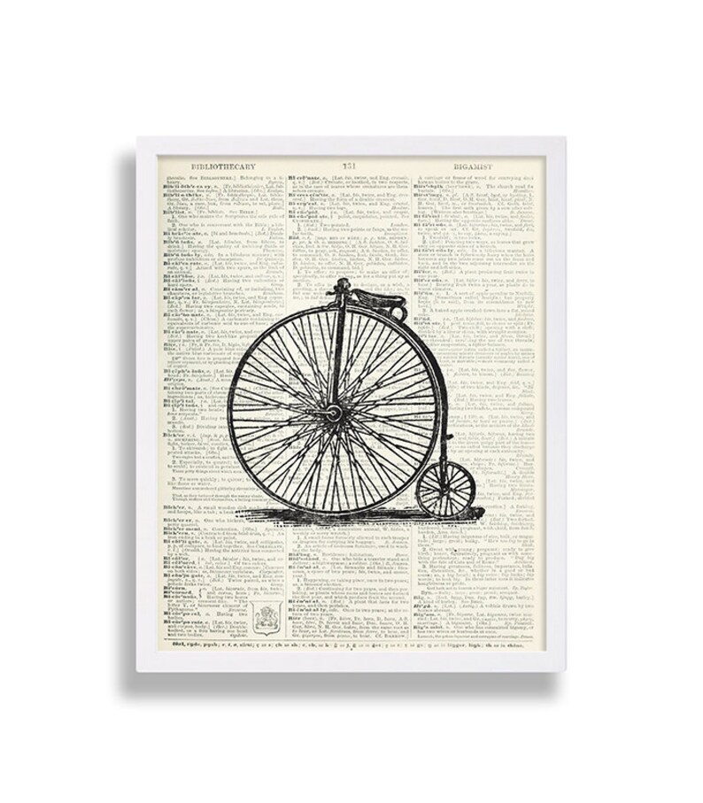 Bicycle Print Dictionary Page Art Print Bike Art Print Living Etsy