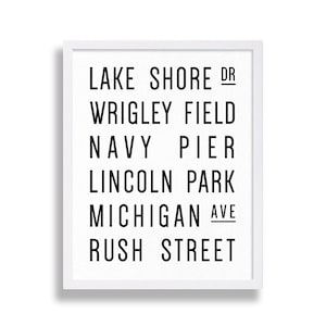 Chicago afdrukken metro Art Print Vintage ogende Chicago teken Canvas Decor Lincoln Park Rush Street Modern Decor Home Staging Wrigley Field