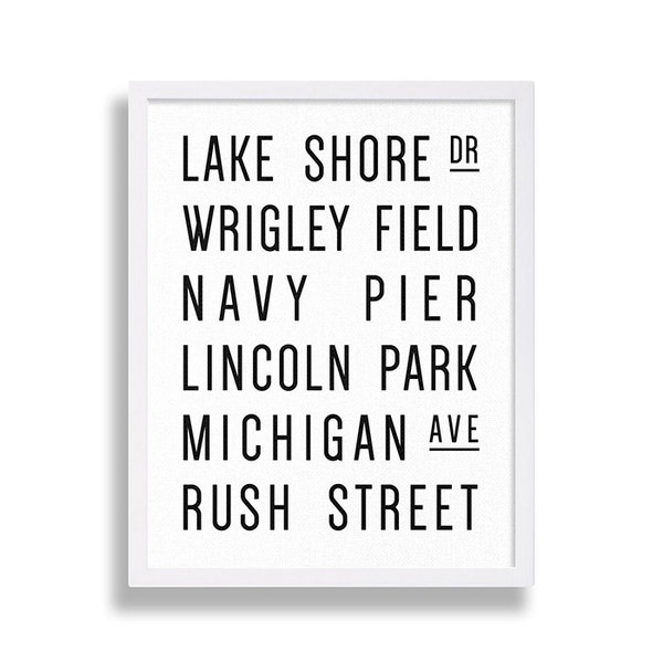 Chicago Print Subway Art Print Vintage Looking Chicago Sign Canvas Decor Lincoln Park Rush Street Modern Decor Home Staging Wrigley Field