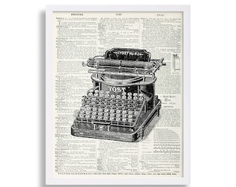 Dictionary Art Print Old Typewriter Print Antique Looking Wall Art Hipster Decor Book Page Industrial Art Prints Living Room Decor Vintage