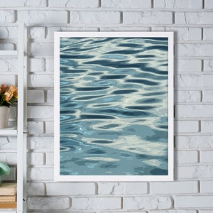 Modern Art Water Print Abstract Art Print Blue Decor Living Room Decor Home Staging Coastal Decor Bed Room Art Minimalist Art Water Ripples image 1