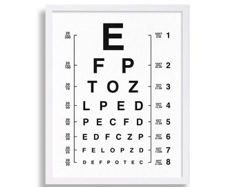 Eyechart Art Print Eye Chart Print Modern Art Black and White Decor Oculist Chart Wall Art Old Sign Poster Vintage Inspired Eye Doctor Chart