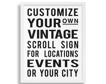 Custom Scroll Sign Art Print Bus Stop Print Trolley Stop Decor Modern Art Industrial Art Hipster Print Customize Personalized Vintage Sign
