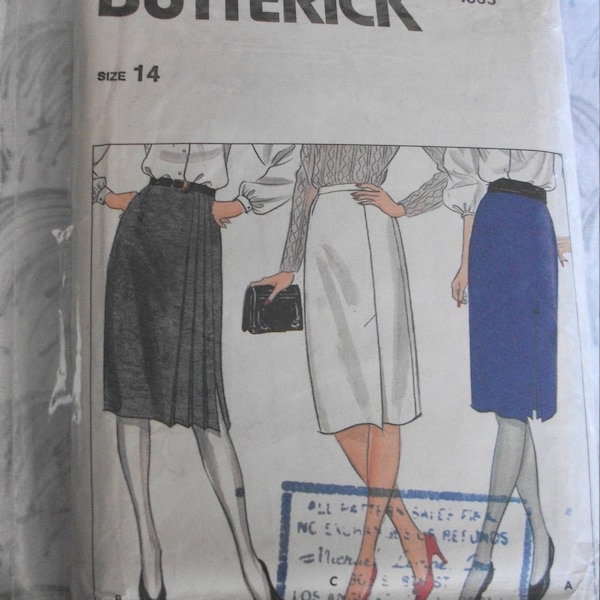 Misses Vintage 1980s Business Straight Skirt Sewing Pattern CUT COMPLETE Butterick B4665 Size 14 Reenactment Costume Cosplay