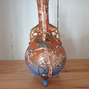 Meiji period Kyoto satsuma vase on three small feet
