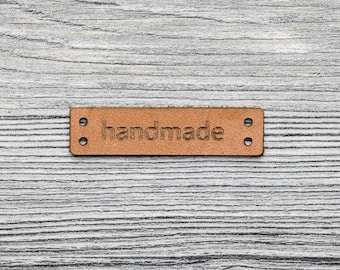 Handmade Leather Labels – Set of 10 Sew-On Leather Tags for Handmade Clothing, Knitting, Crochet & Sewing Projects