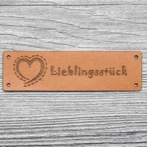 Natural leather "Favorite Item" sew-on labels, 10 pieces, 8003 image 1