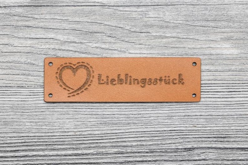 Natural leather "Favorite Item" sew-on labels, 10 pieces, 8003 image 1