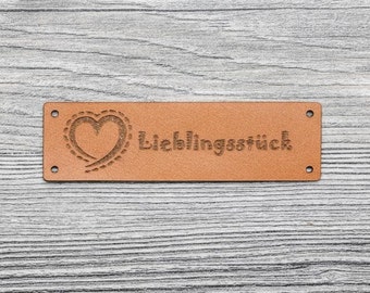 Natural leather labels “Favorite item” – sew-on labels, 10 pieces, 8003