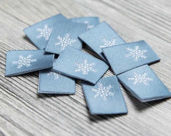 Etiquetas tejidas “copo de nieve” – etiquetas para coser, 10 unidades, 8706