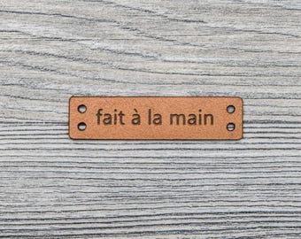 Handmade leather labels - Genuine leather sew-on labels, 10 pieces