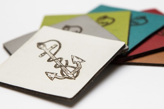 Set With 10 Anchor Leather Label Set As Etsy
