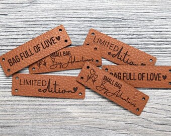 Set kunstleren labels "Tiny Joys - Apple Touch", appelvormig kunstleer, 6 stuks, om op te naaien, 9132