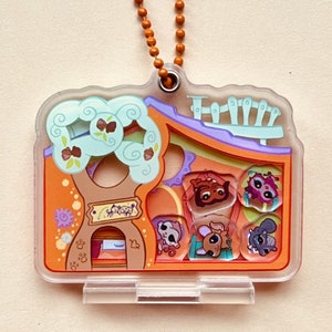 LPS Orange Tree house for little pets playset openable shaker keychain/standee with pets charms / retro nostalgia