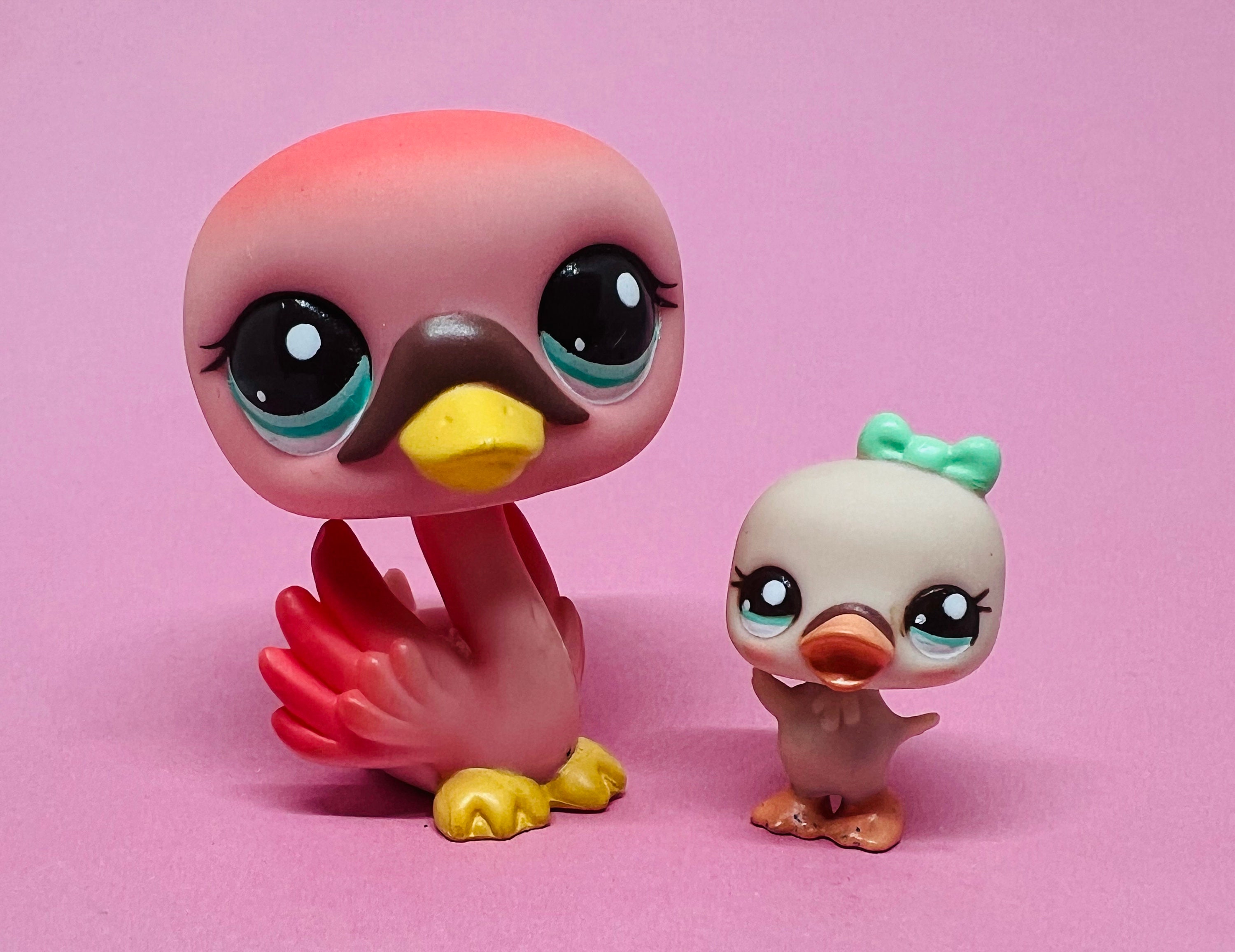 Littlest Pet Shop LPS Pair / Swan 'mommy #2503 and Baby #2504