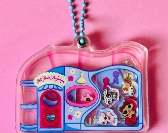 LPS Playhouse for little pet playset openable shaker keychain/standee with pets charms / retro nostalgia