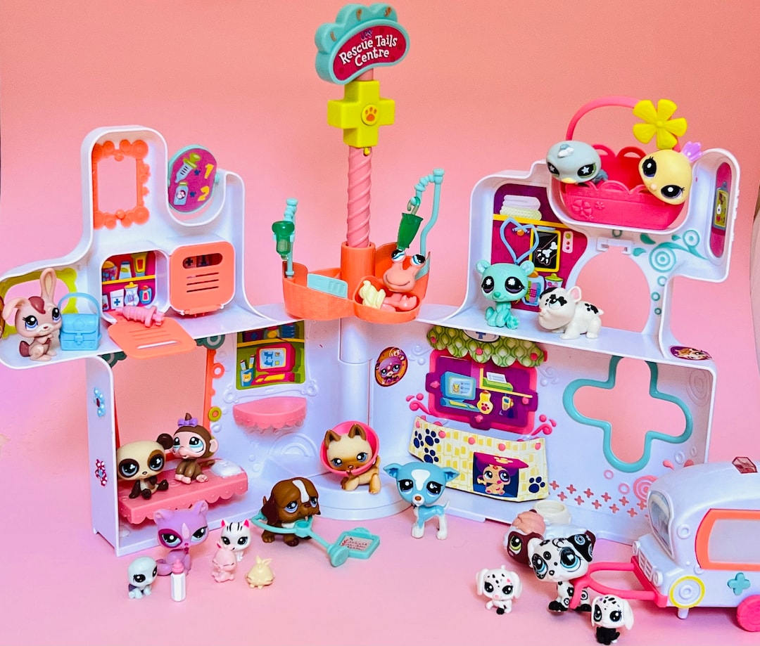 Littlest Pet Shop Authentic LPS Rescue Trails Center Hospital House Playset With 20 Pets and Accessories Vintage Hasbro Etsy