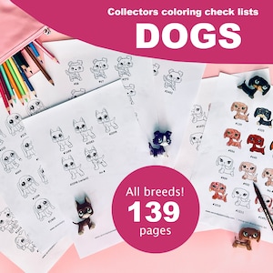 May include: A set of 139 printable coloring pages featuring different dog breeds. The pages are black and white and feature a variety of dog breeds, including a dachshund, a bulldog, a pug, and a chihuahua. The pages are perfect for kids and adults who love to color.