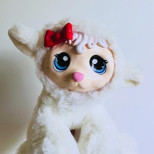 LPS lamb clay face plush handmade collectible ooak art doll / Retro rubber face style