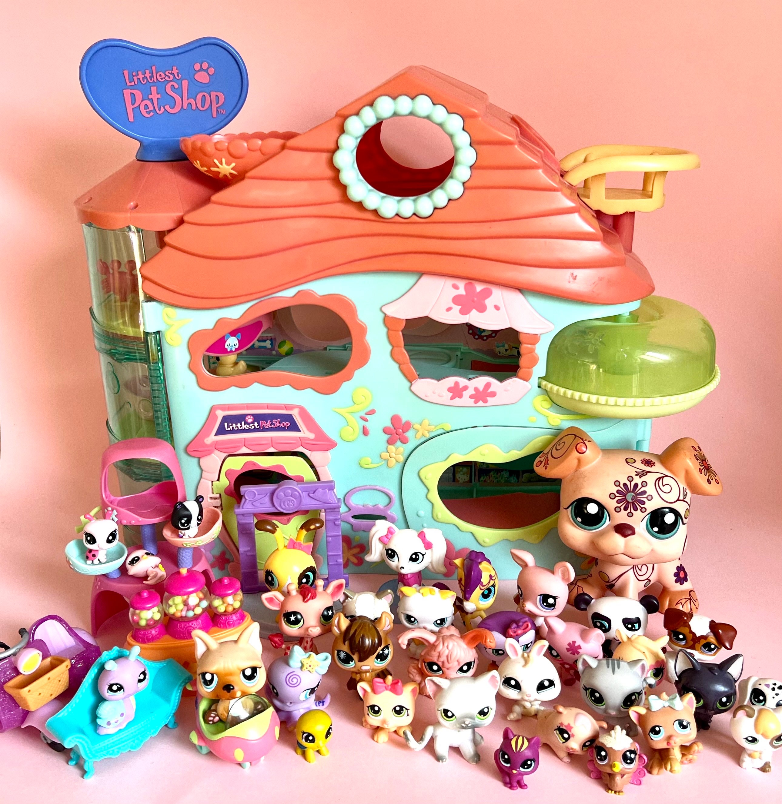 Littlest Pet Shop Authentisches LPS GroBtes Haus Spielset mit 33 Haustieren inklusive Jumbo und Zubehor Vintage Hasbro Etsy