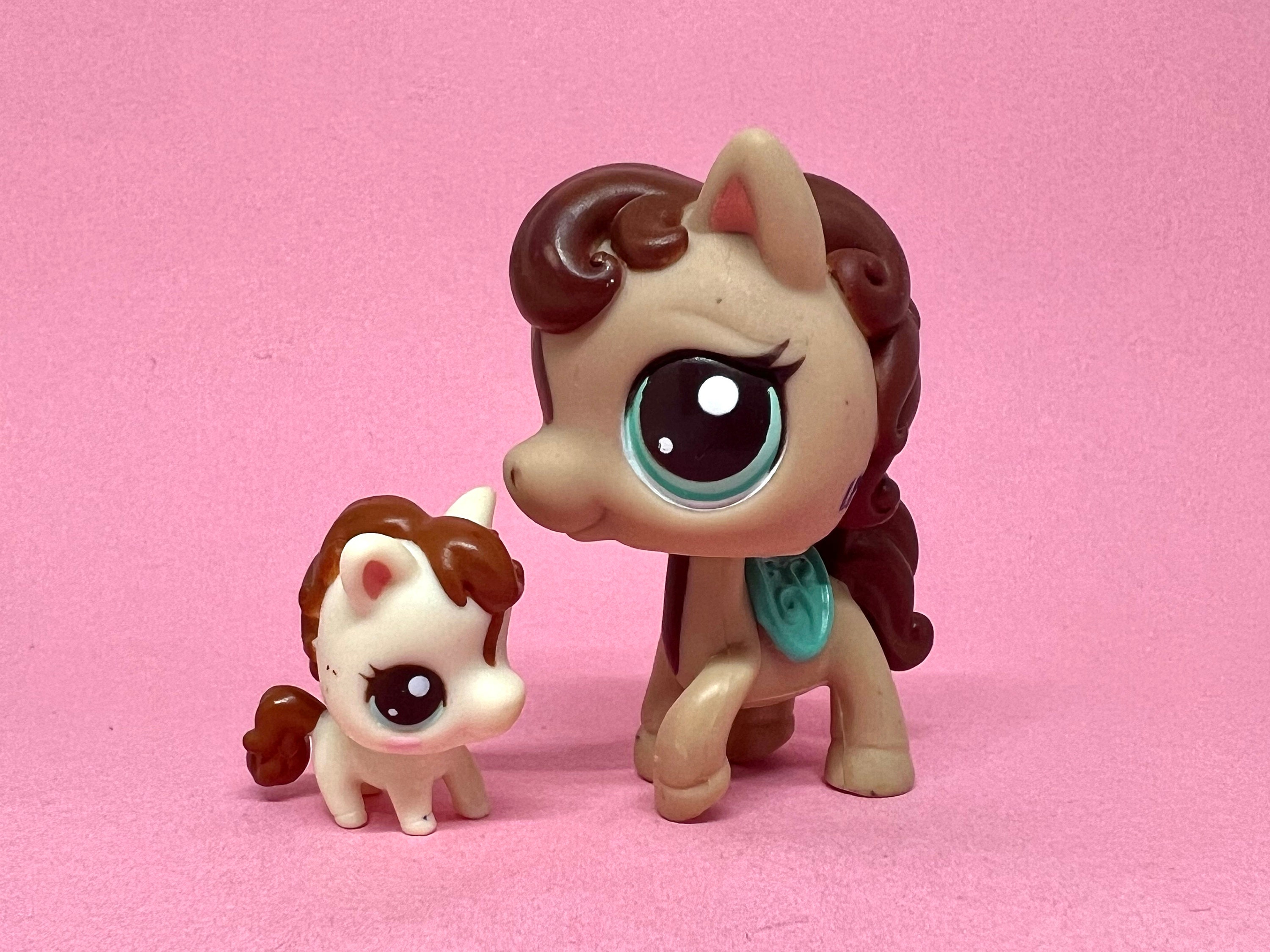 Littlest Pet Shop LPS pair Horse 'Mommy #2666 and Baby' Authentic  vintage Hasbro