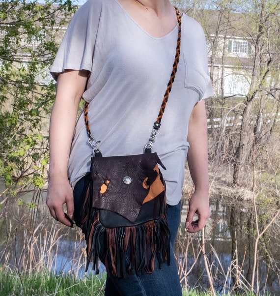 Braided Leather Purse Straps Black Etsy