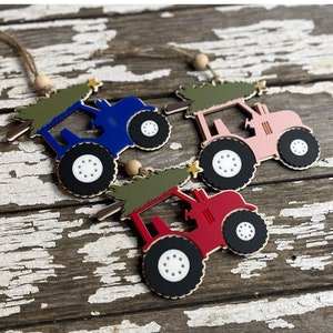Tractor with Tree Ornament: Personalized Farm Christmas Keepsake