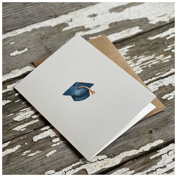 Custom Graduation Cap Notecard, Simple Blank Greeting Card, Unique Card for High School, College, University, Graduate, Teacher, Student