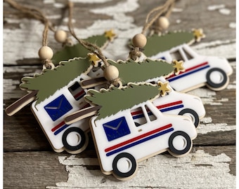 Mail Truck Ornament: Personalized Christmas Keepsake Gift for Postal Workers & Mail Carriers