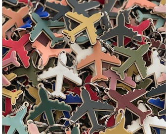 Custom Airplane Keychain: Layered Acrylic and Wood Bag Tag for Pilot, Flight Attendant, Airline Crew, or Traveler Gift