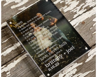 Love Is Patient, Love Is Kind Frame: Personalized Double-Sided Acrylic Photo Keepsake