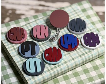 Custom Medical Badge Reel: Minimalist Create Your Own Abbreviation (RN LPN CNA)