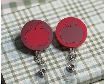 Apple Badge Reel: Minimalist Teacher ID Holder, School Staff Gift