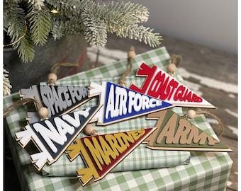 Military Pennant Ornament: Personalized Service Member Christmas Keepsake, Veteran & Military Family Gift