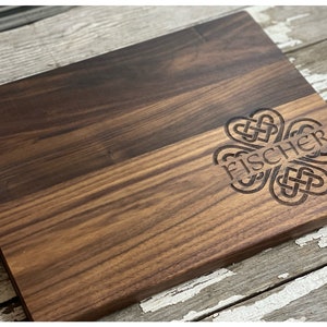 Celtic Knot Custom Wood Cutting Board, Personalized Butcher Block, Irish Family Name, Ireland, Unique Gift for St. Patrick&#39;s Day, Wedding