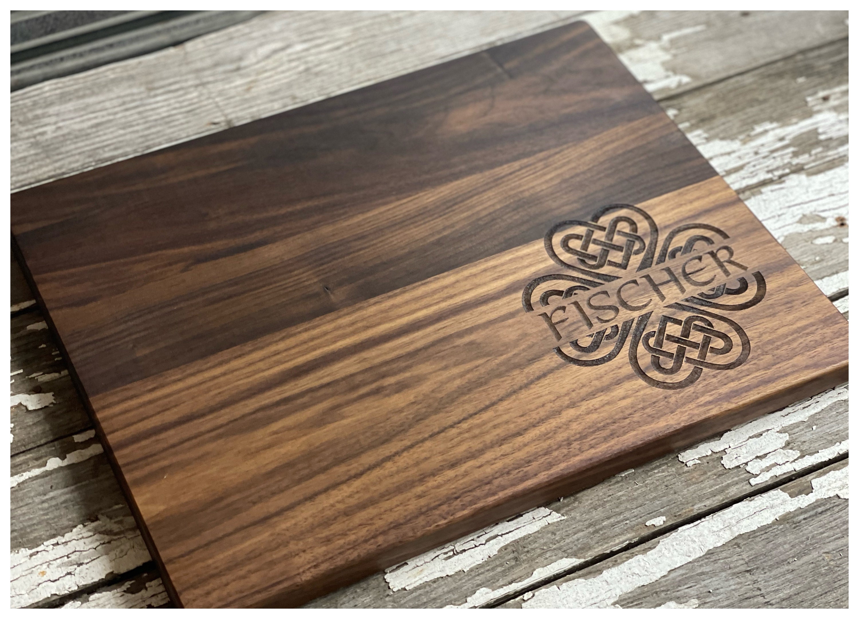 Celtic Knot Custom Wood Cutting Board, Personalized Butcher Block, Irish Family Name, Ireland, Unique Gift for St. Patrick's Day, Wedding