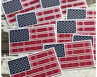Patriotic Airplane Flag Sticker: Aviation Decal for Laptop, Water Bottle, Flight Bag, Pilot Gift