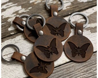 Custom Logo Distressed Leather Keychain: Genuine Leather Bag Tag and Personalized Corporate Gift