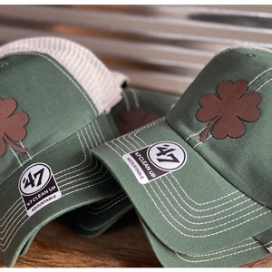 Lucky Irish Hat, St. Patrick’s Day Hat with Leather Shamrock Patch, Custom Four Leaf Clover Cap, Ireland Ball Cap, Irish Family Trucker Hat
