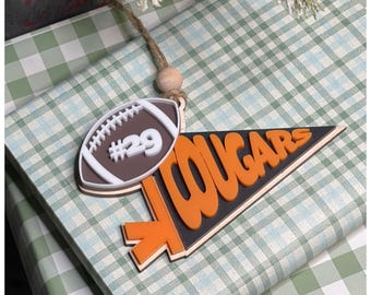 Personalized Football Pennant Ornament: Custom Team or School Graduation Keepsake