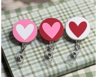 Heart Badge Reel: Minimalist Love ID Holder, Nurse Gift, Teacher Gift