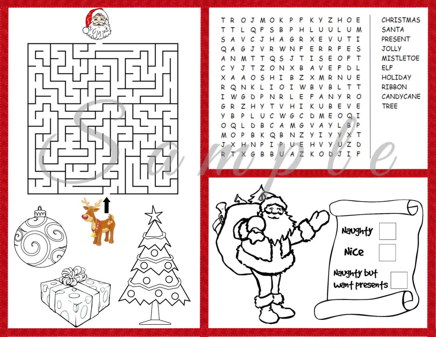 876 Unicorn Christmas Placemats Coloring Pages with Animal character