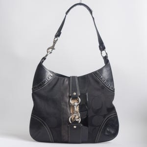 Vintage COACH 2006 Hamptons Signature Python Embossed Leather Stripe Hobo Shoulder Bag - 10260