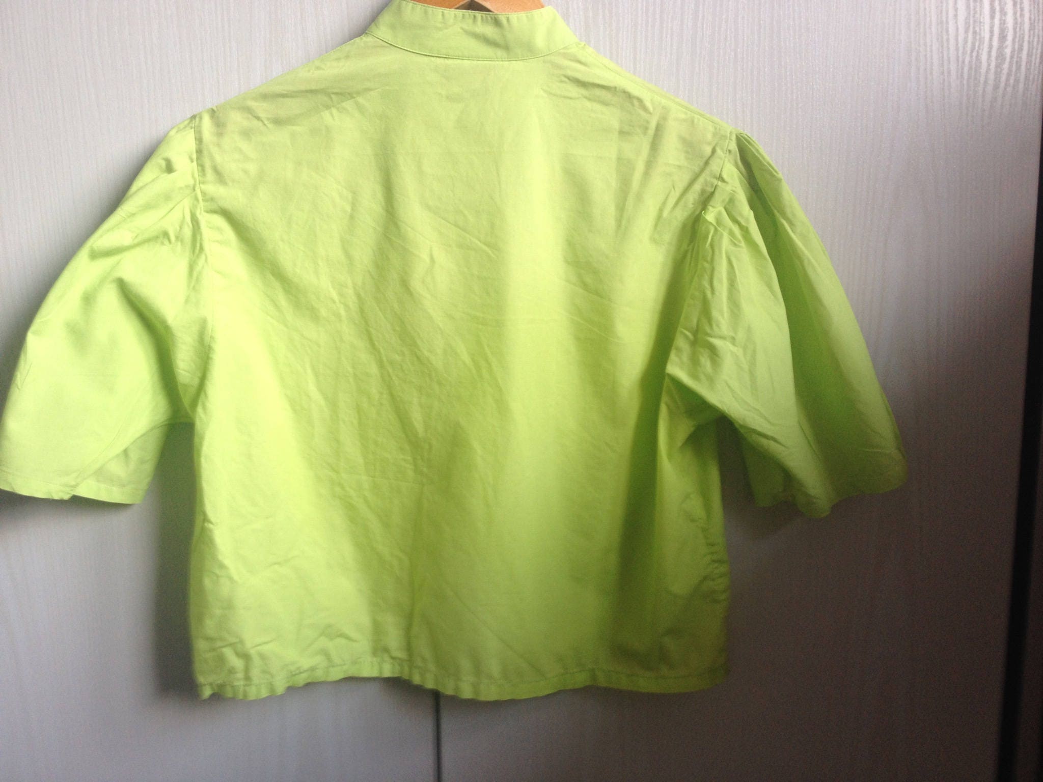 Benetton Blouse Lime With Pink Roses Starlet 1950s From - Etsy