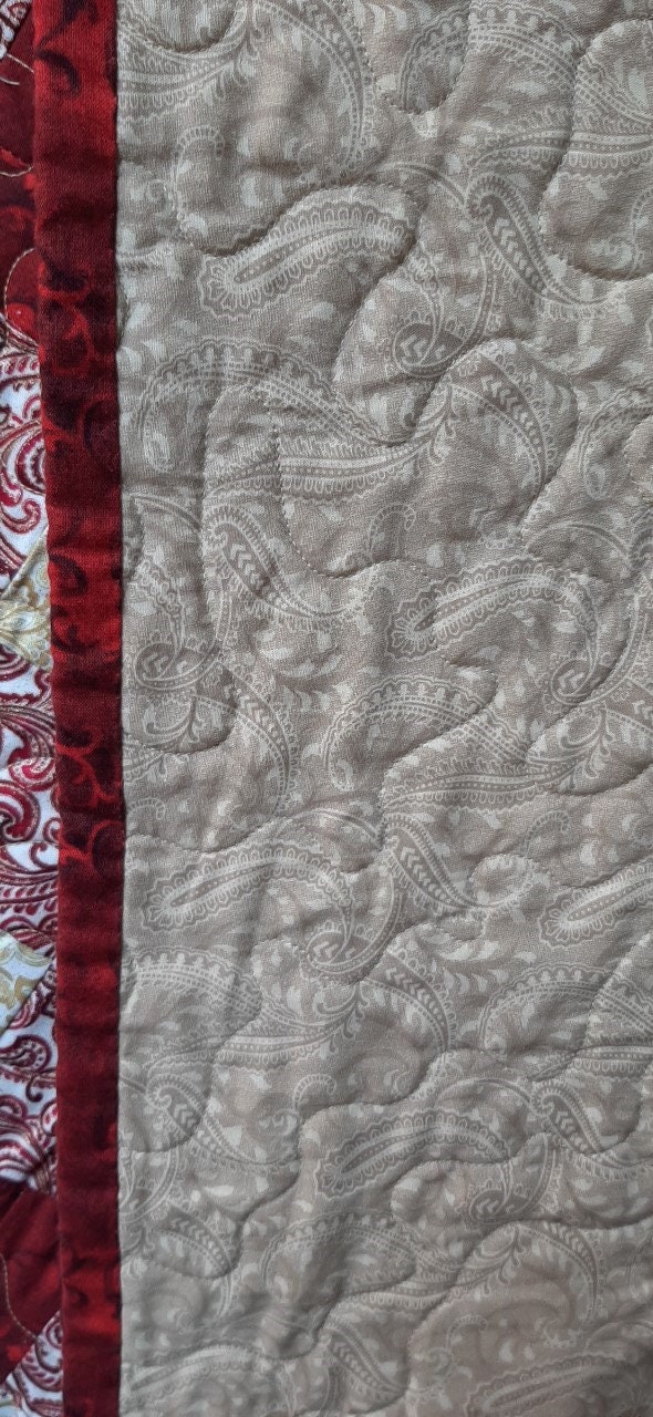 Red and Gold Patchwork Quilt Joy Love Merry Christmas Etsy UK