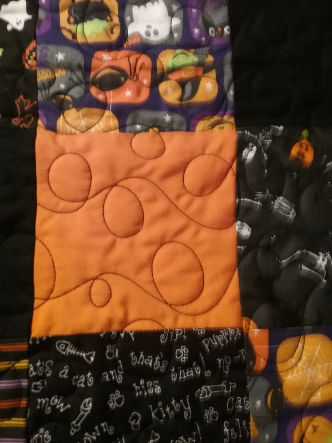 Halloween Table Runner, Black and Orange, Reversible Table Topper