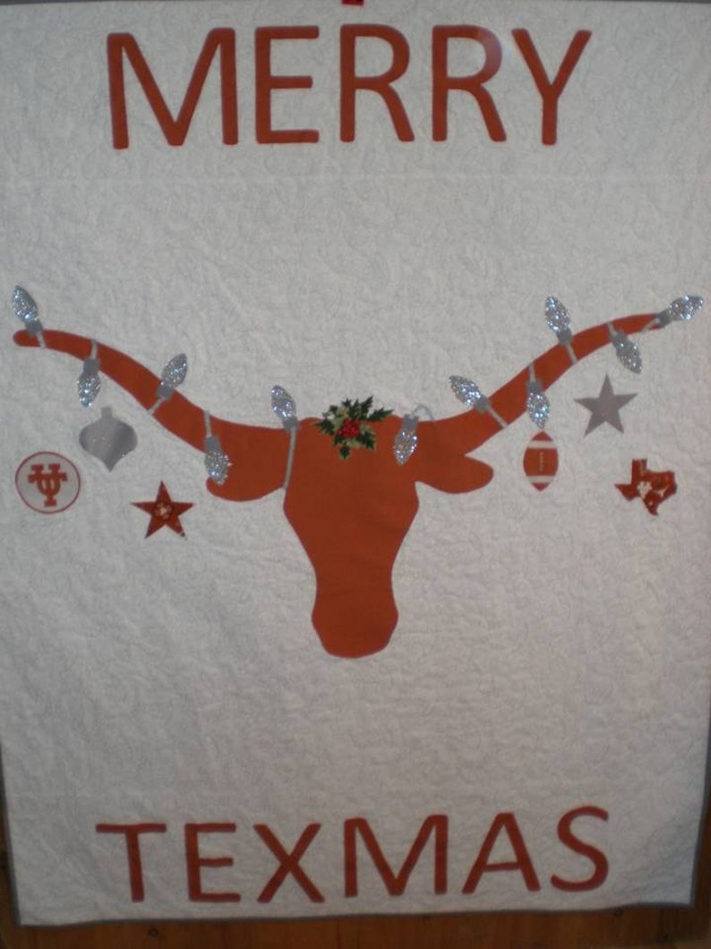 Merry Texmas Longhorns Lap Quilt University of Texas Christmas Etsy