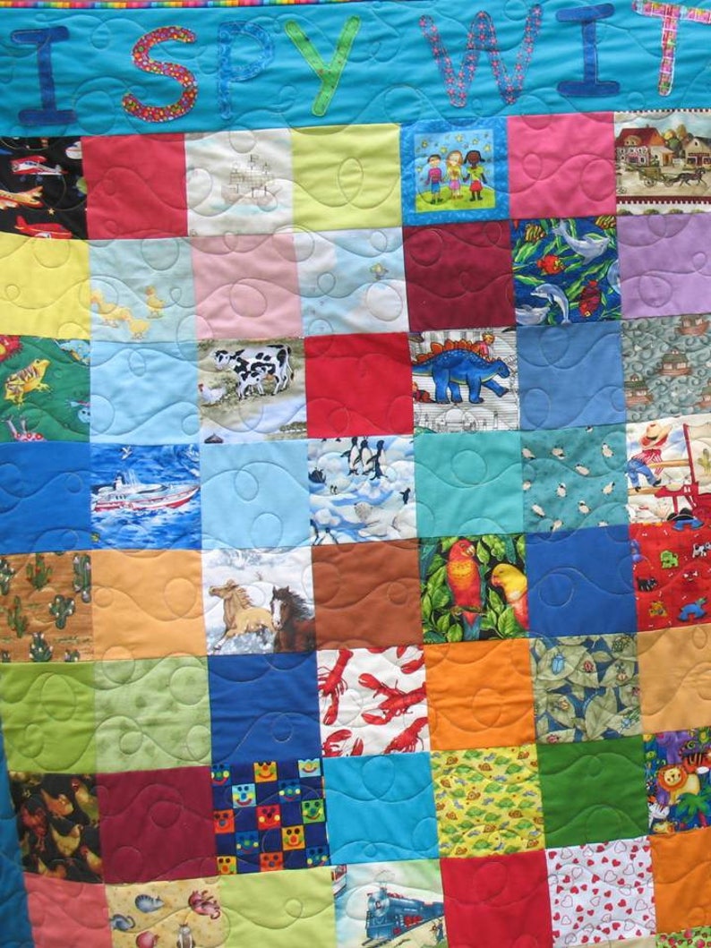 I SPY Patchwork Quilt, Quilted Play Mat, Kid Games, Lap Quilt, Baby ...
