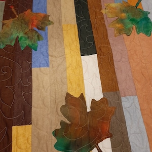 Fall Leaves Quilted Table Topper Autumn Splendor Table Quilt Farmhouse style Quiltsy Handmade Texas Friends Team Free Shipping